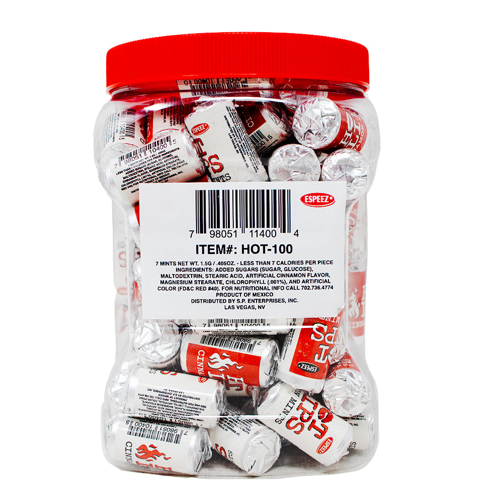 Hot Lips Cinnamon Mints - 100ct - 1 Pack  Nutrition Facts Ingredients