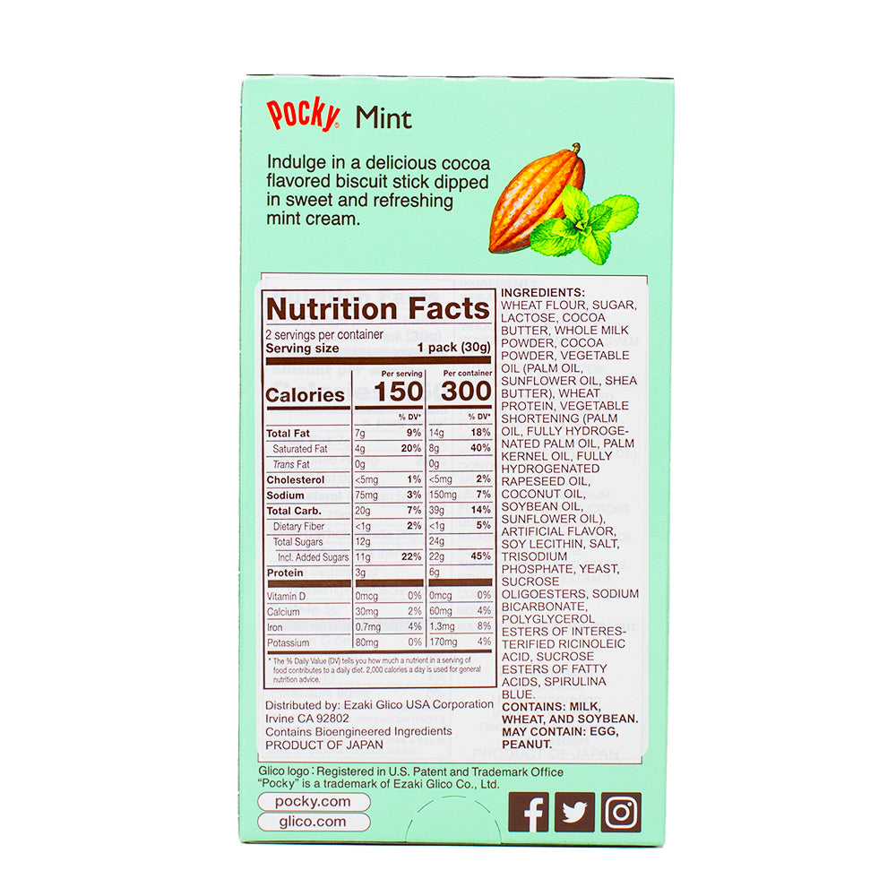 Pocky Mint 2.14oz - 10 Pack  Nutrition Facts Ingredients