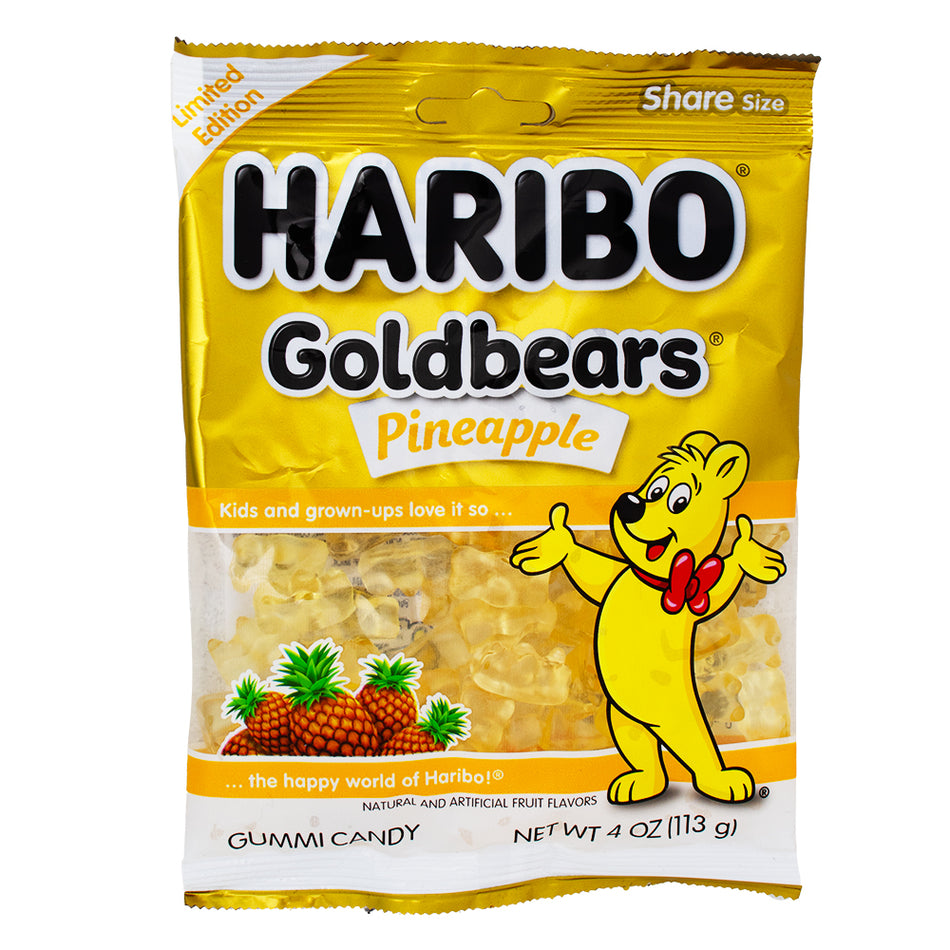 Haribo Gold Bears Pineapple 4oz - 12 Pack