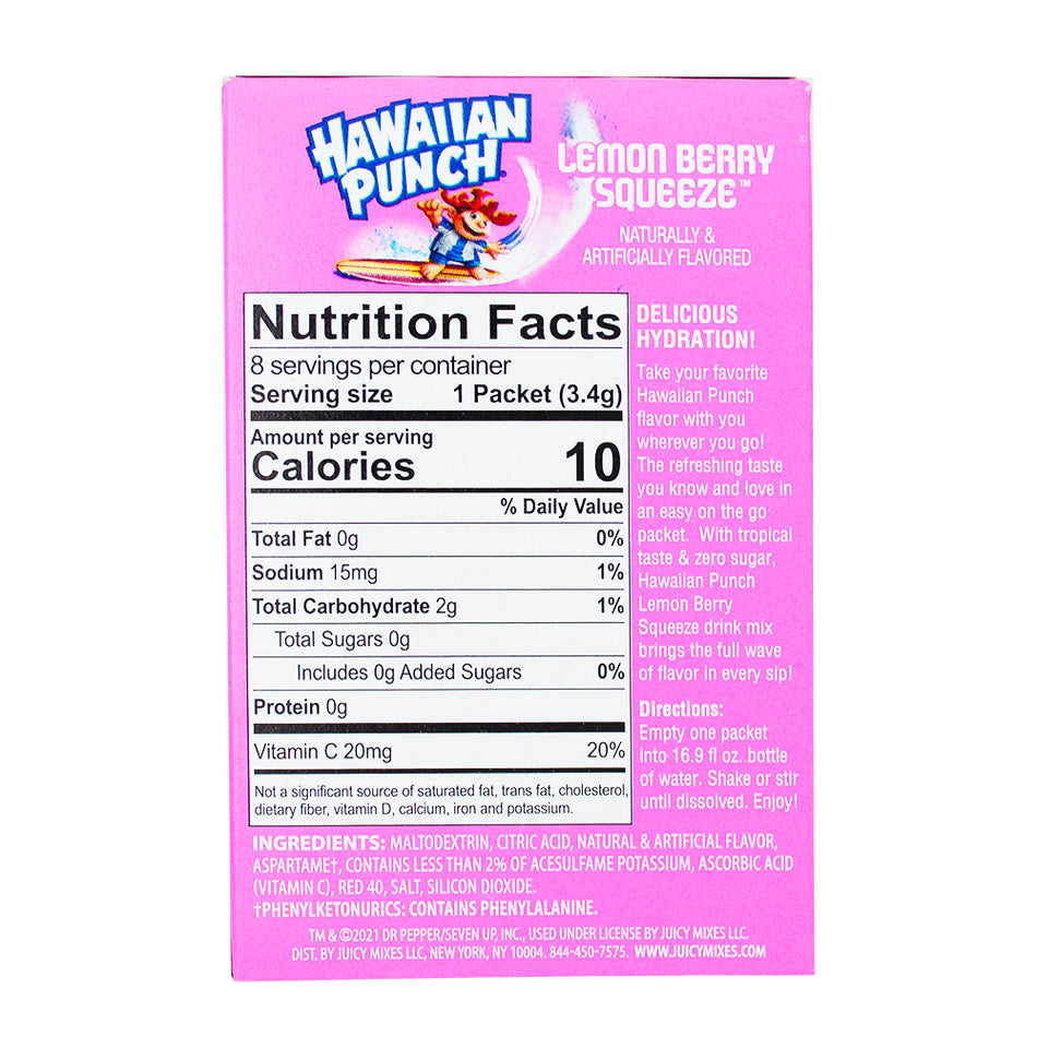 Hawaiian Punch Lemon Berry Squeeze Singles To Go - 12 Pack