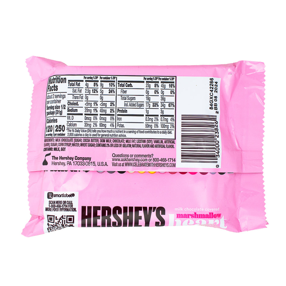 Hershey's Milk Chocolate Covered Marshmallow Heart 2.2oz - 24 Pack Nutrition Facts Ingredients - Hershey's Chocolate - Valentine's Day - Candy Store