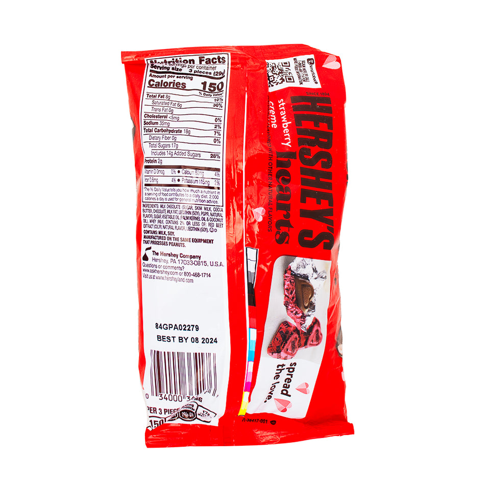 Hershey's Strawberry Creme Hearts 8.8oz - 1 Bag Nutrition Facts Ingredients - Hershey's Chocolate - Candy Store - Valentines Day