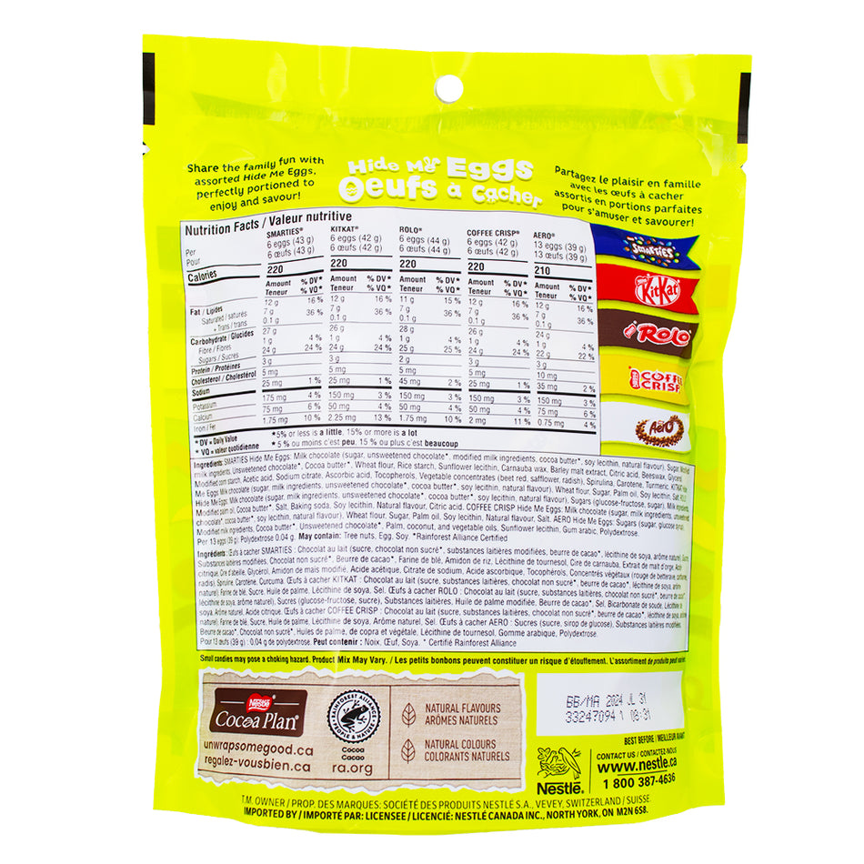Easter Nestle Assorted Hide Me Eggs 300g - 10 Pack  Nutrition Facts Ingredients