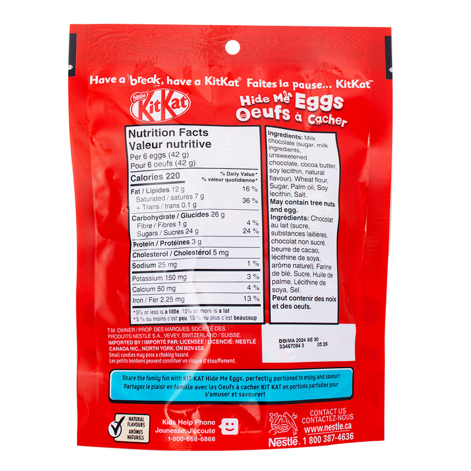 Easter Kit Kat Hide Me Eggs-150g - 15 Pack  Nutrition Facts Ingredients