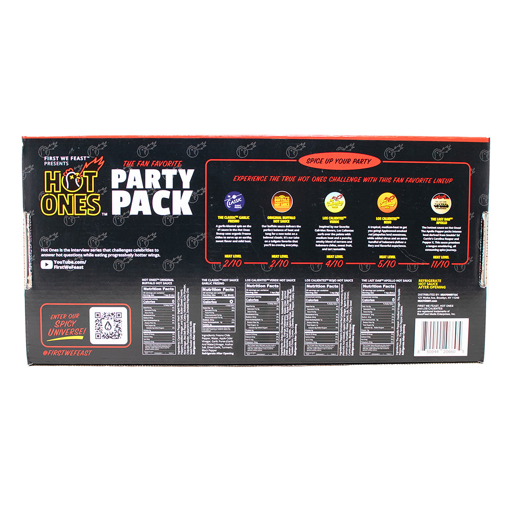 Hot Ones Party Pack 5 Pack - 1 Box  Nutrition Facts Ingredients