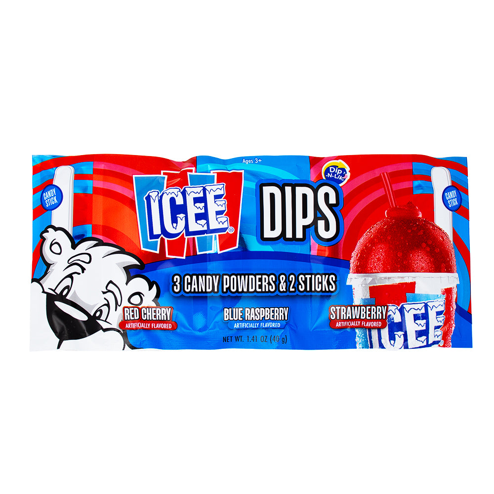 Icee 3 Piece Dips Candy Powder Sticks 1.41oz - 18 Pack