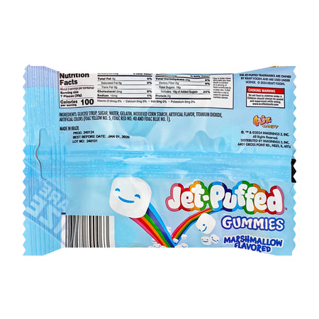 Jet-Puffed Gummies 3.5oz - 12 Pack  Nutrition Facts Ingredients