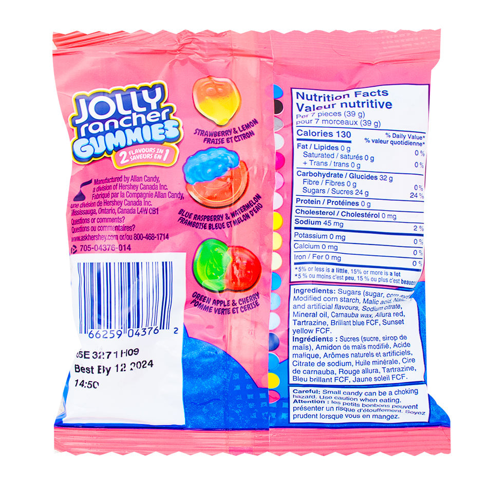 Jolly Rancher Gummies 2in1 182g - 10 Pack  Nutrition Facts Ingredients
