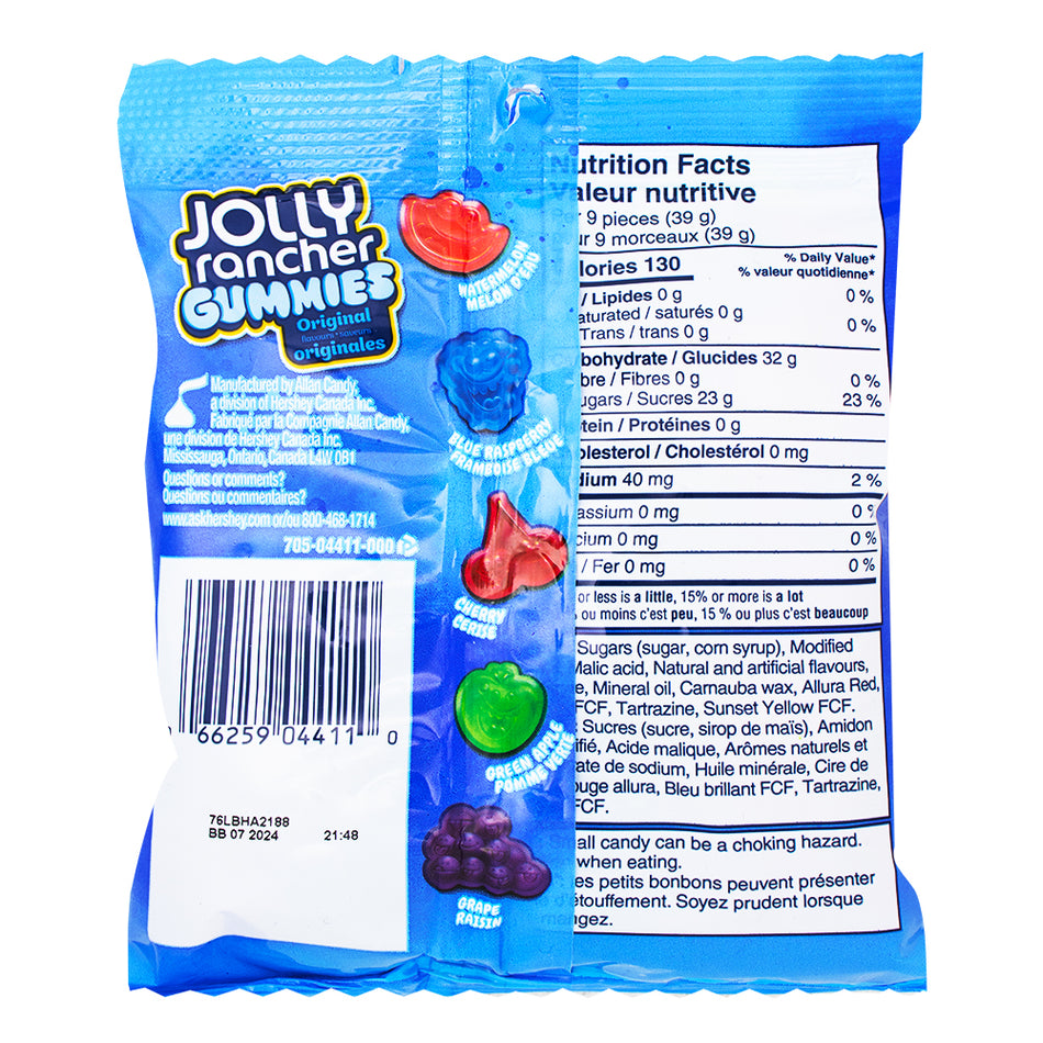 Jolly Rancher Gummies Original 182g - 10 Pack  Nutrition Facts Ingredients