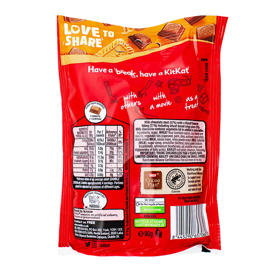 Kit Kat Bites with Lotus Biscoff (UK) 90g - 8 Pack Nutrition Facts Ingredients