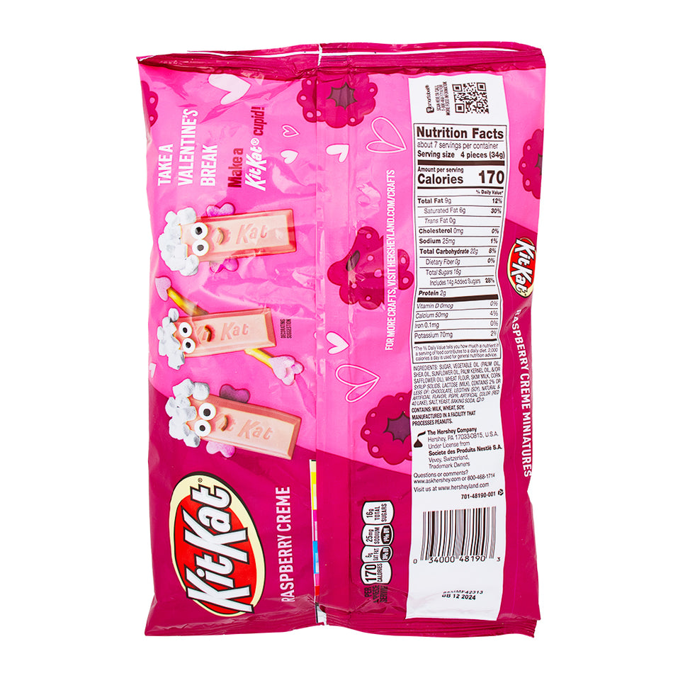 Valentine's Edition Kit Kat Raspberry and Cream Miniatures 8.4oz - 1 Bag Nutrition Facts Ingredients