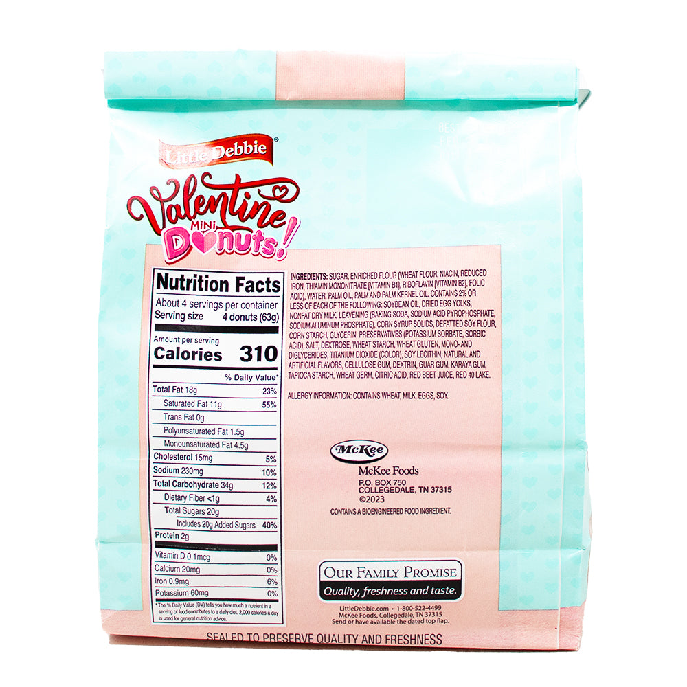 Little Debbie Valentine Mini Donuts 253g - 1 Box Nutrition Facts Ingredients