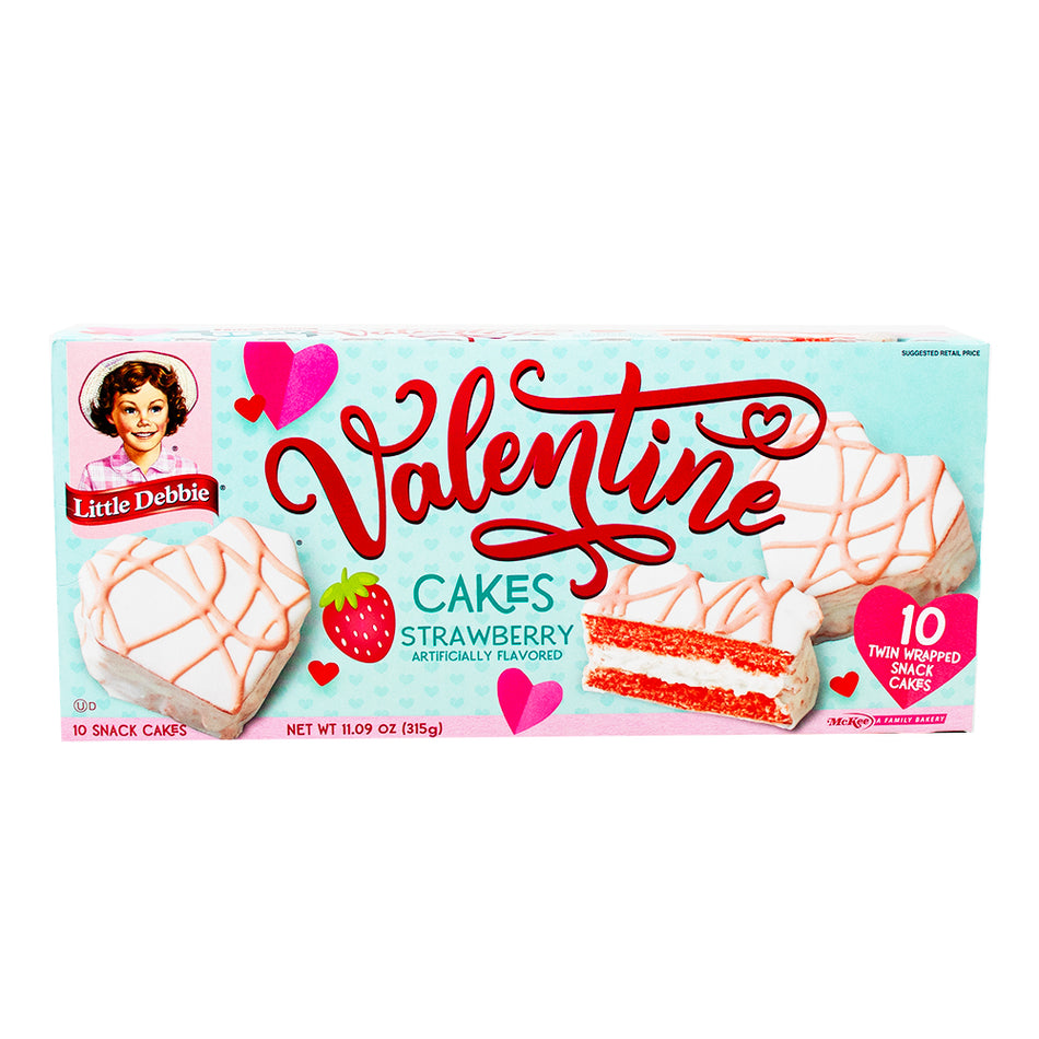 Little Debbie Valentine Strawberry Heart Cakes (10 Pieces) 315g  - 1 Box