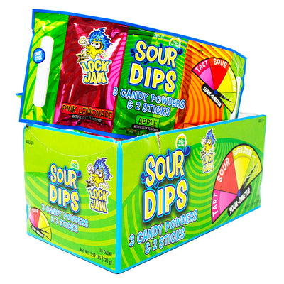 Lock Jaw 3 Piece Dips Sour Powder Sticks 1.41oz - 18 Pack