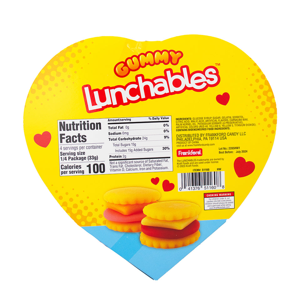 Kraft Lunchables Cracker Stackers Heart Gift Box 4.66oz - 6 Pack Nutrition Facts Ingredients - Gummies - Candy Store - Valentine's Day - Impulse Buy - Lunchables - Gummy Lunchables
