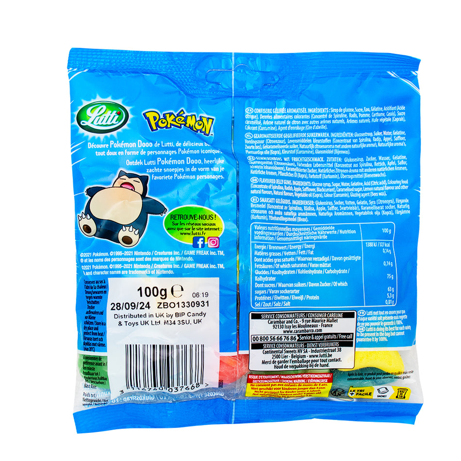 Lutti Pokemon Dooo (UK) 100g - 16 Pack Nutrition Facts Ingredients - Pokemon - Candy Store - Wholesale Candy