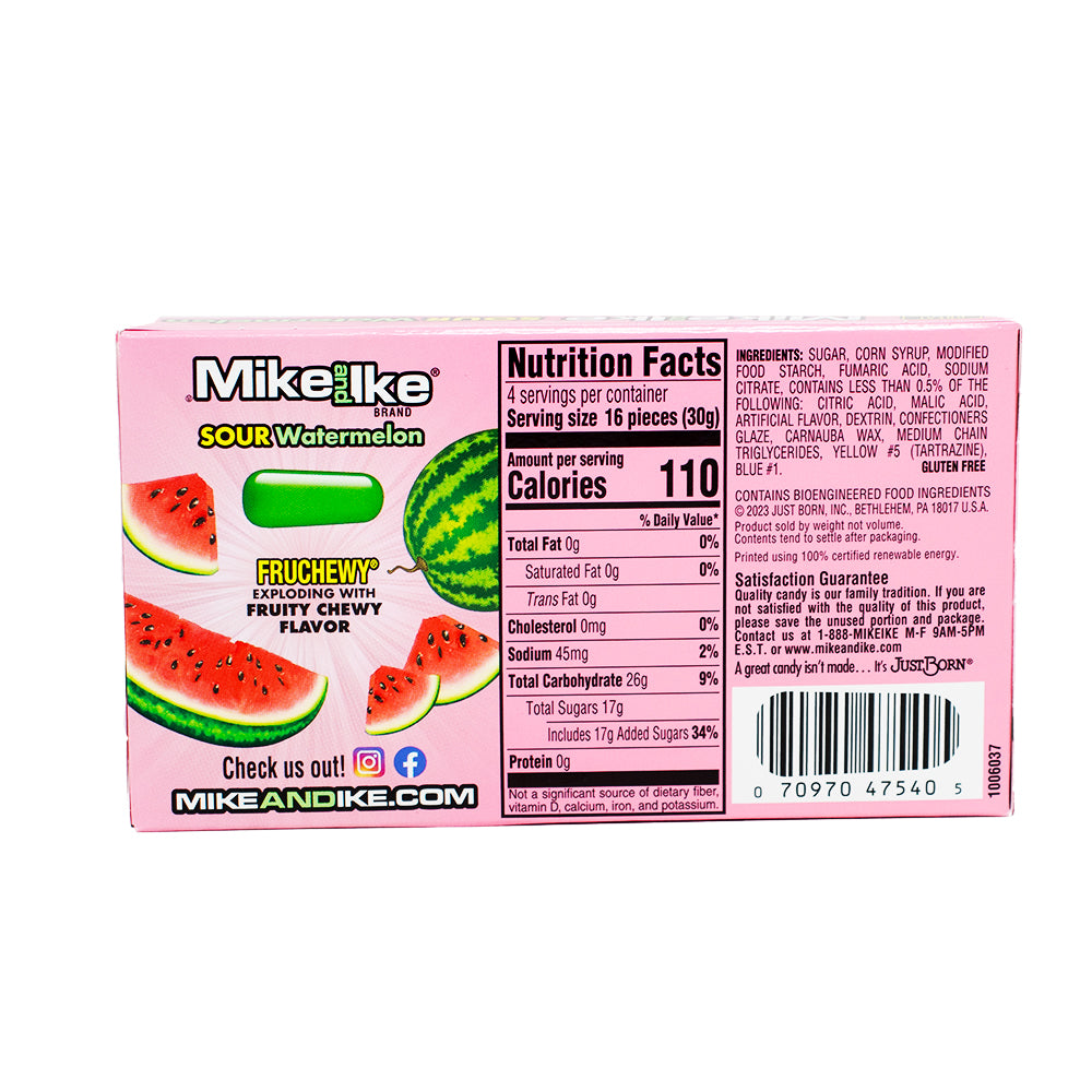 Mike and Ike Sour Watermelon 120g - 12 Pack  Nutrition Facts Ingredients