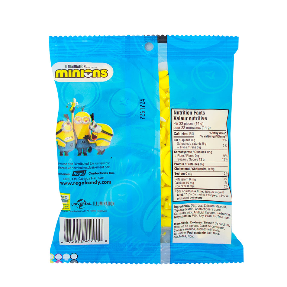 Minions Banana Candy 120g - 24 pack  Nutrition Facts Ingredients
