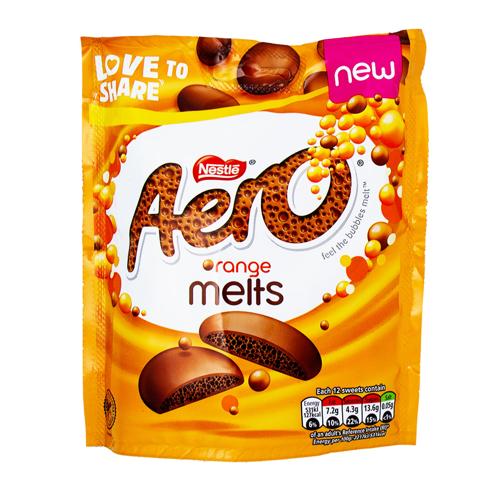 Aero Melts Orange Pouch (UK) 86g - 8 Pack - British Chocolate - Candy Store - Aero Chocolate