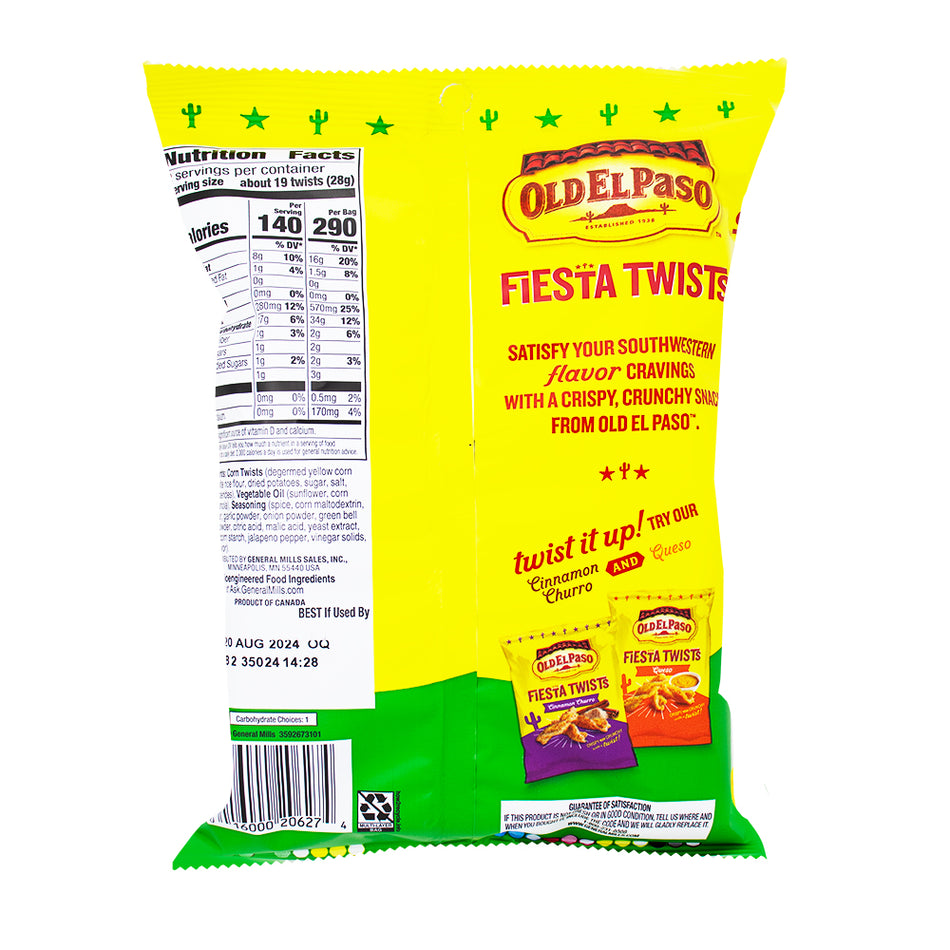 Old El Paso Fiesta Twists Salsa Verde 2oz - 6 Pack  Nutrition Facts Ingredients