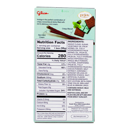 Pejoy Mint 1.98oz - 10 Pack  Nutrition Facts Ingredients