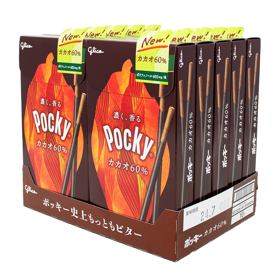 Pocky 60% Cocoa Dark Chocolate Biscuits (Japan) 60g - 10 Pack