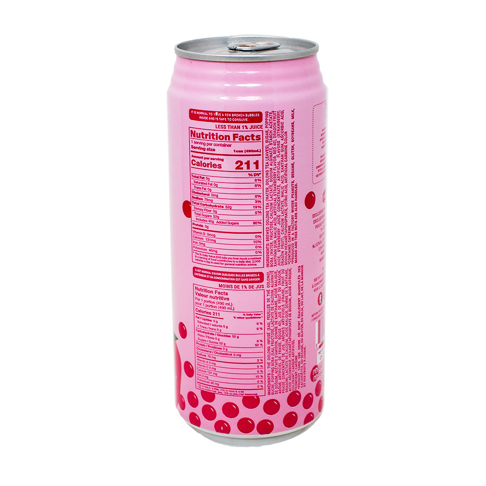  Popping Boba Strawberry Dragon Oolong Drink - 16.05oz - 24 Pack  Nutrition Facts Ingredients