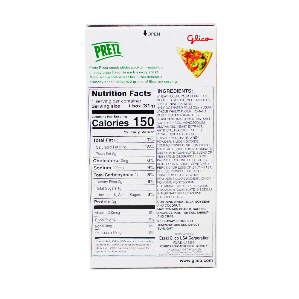 Glico Pretz Pizza 1.09oz - 10 Pack  Nutrition Facts Ingredients