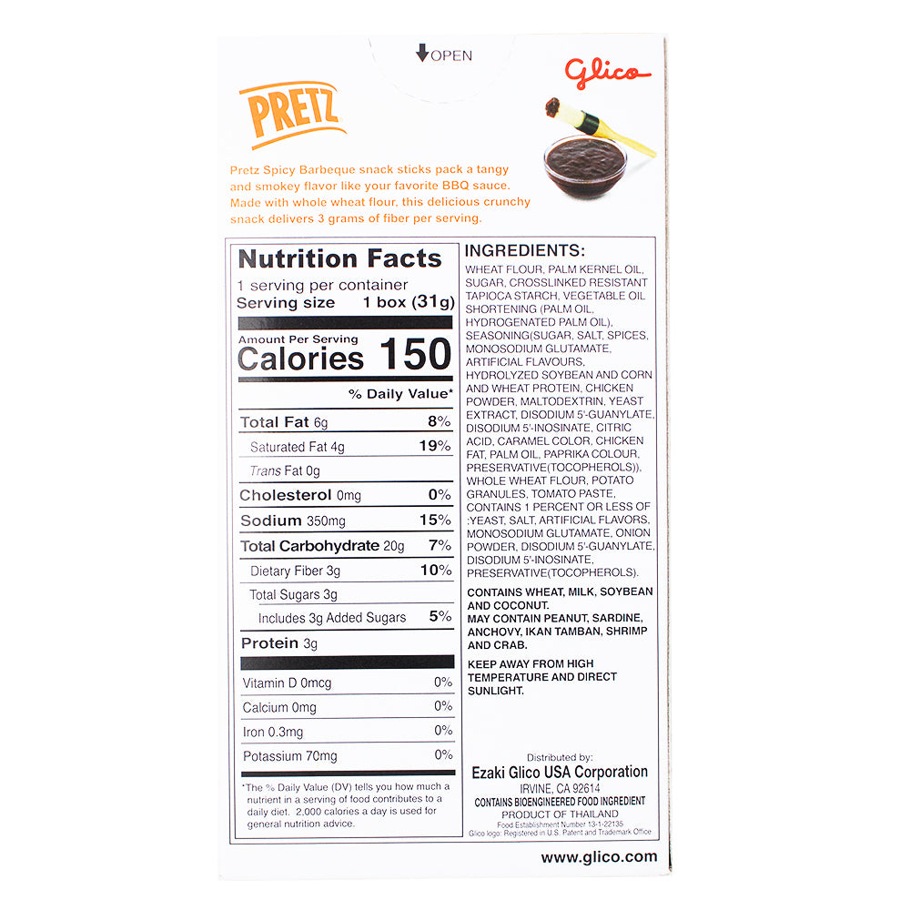 Pretz Spicy BBQ- 1.09oz 10 Pack  Nutrition Facts Ingredients