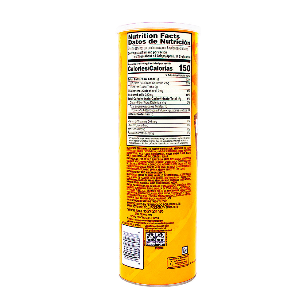 Pringles Harvest Blends Farmhouse Cheddar 5.5oz  - 14 Pack  Nutrition Facts Ingredients