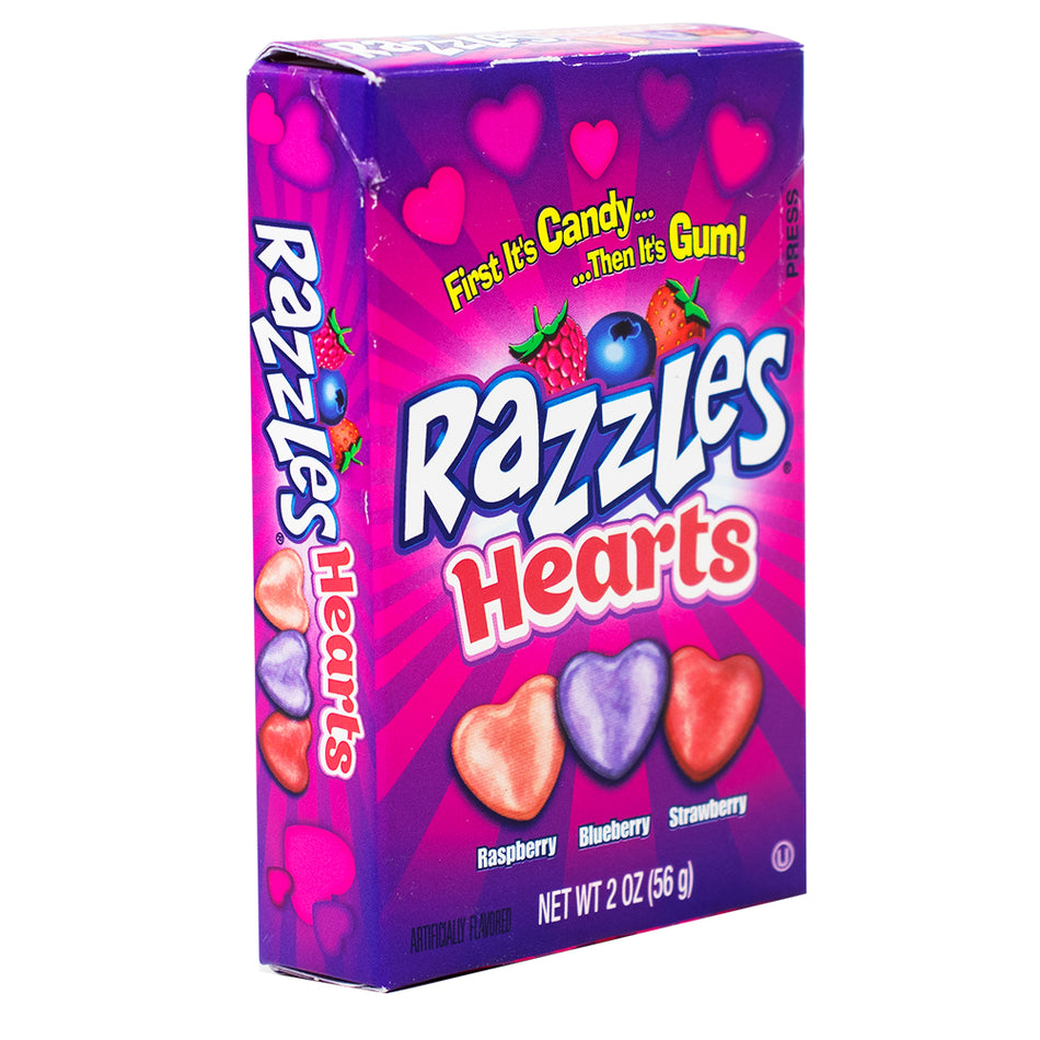 Razzles Hearts 2oz - 24 Pack - Razzles Candy - Candy Store - Retro Candy - Valentine's Day