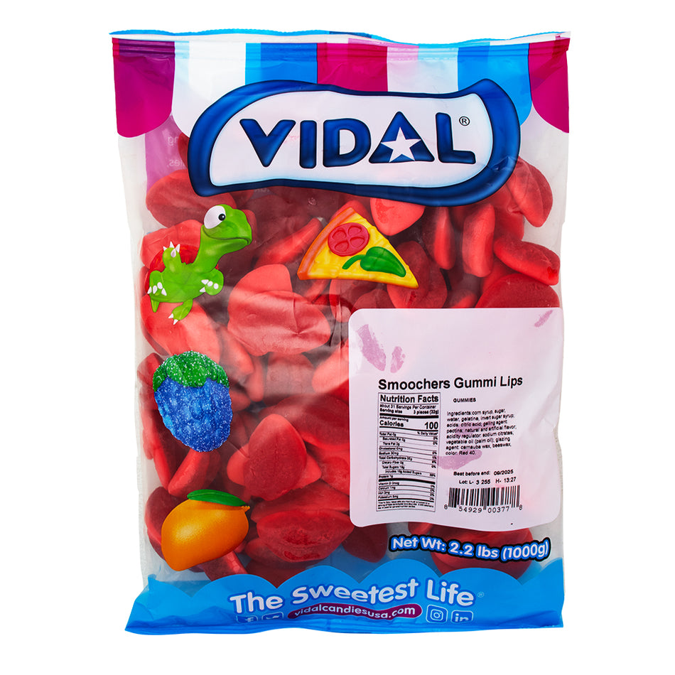 Vidal Smoochers Gummi Lips 2.2lb - 1 Bag  Nutrition Facts Ingredients