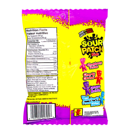 Maynards Sour Patch Kids Berries Candy 150g - 12 Pack Nutrition Facts Ingredients