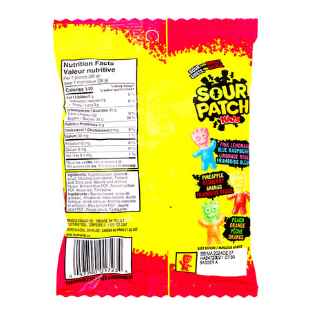Maynards Sour Patch Kids Heads 154g - 12 Pack Nutrition Facts Ingredients
