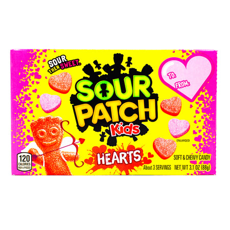 Sour Patch Kids Hearts Theatre Box - 3.1oz - 12 Pack - Chewy Candy - Sour Patch Kids - Candy Store - Valentine's Day - Sour Candy