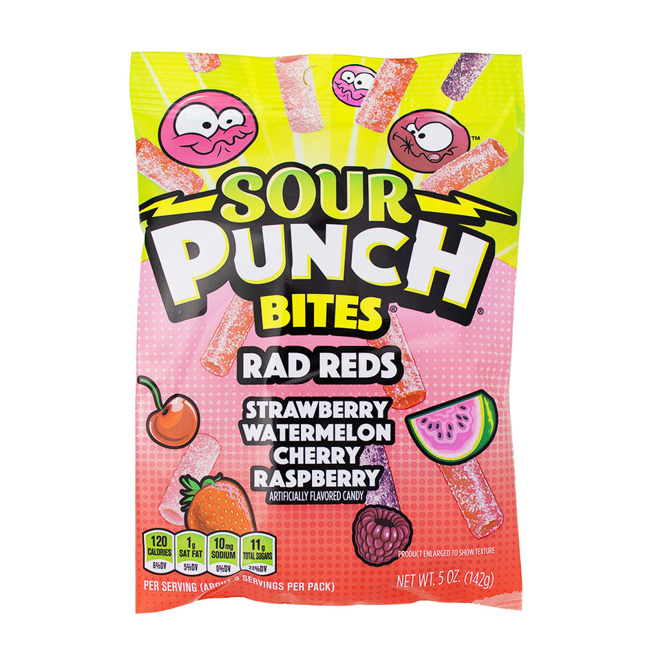Sour Punch Mini Bites Rad Reds Pouch 5oz - 12 Pack