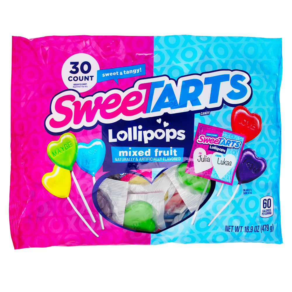 Sweetarts Lollipops 30 Pieces 16.8oz - 1 Bag - Wonka Candy - Lollipops - Candy Store - Valentines Day