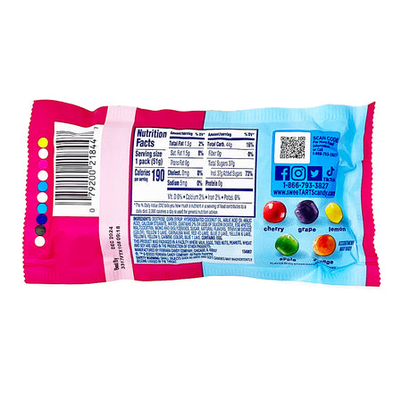 Mini Chewy Sweetarts Candy 1.8 oz - 24 Pack  Nutrition Facts Ingredients