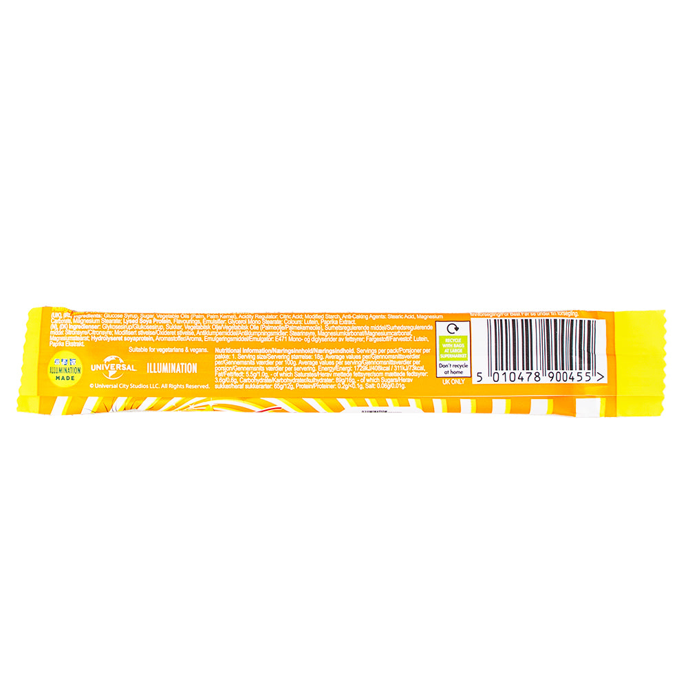 Swizzel's Minions Tropical Fizz Chew Bar (UK) 18g - 60 Pack Nutrition Facts Ingredients - British Candy - Minions - Candy Store - Wholesale Candy