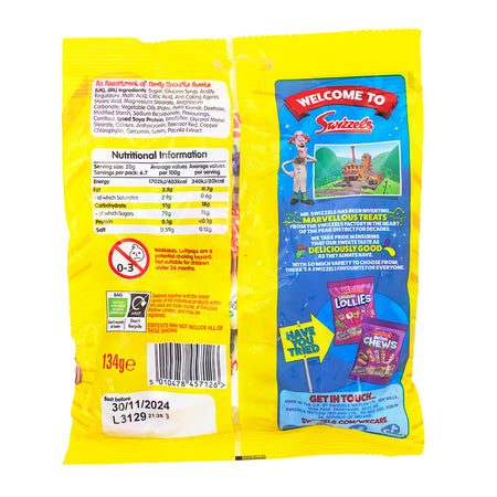 Swizzel's Scrumptious Sweets Mix (UK) 134g - 12 Pack Nutrition Facts Ingredients  - British Candy - Candy Store - Old Fashioned Candy