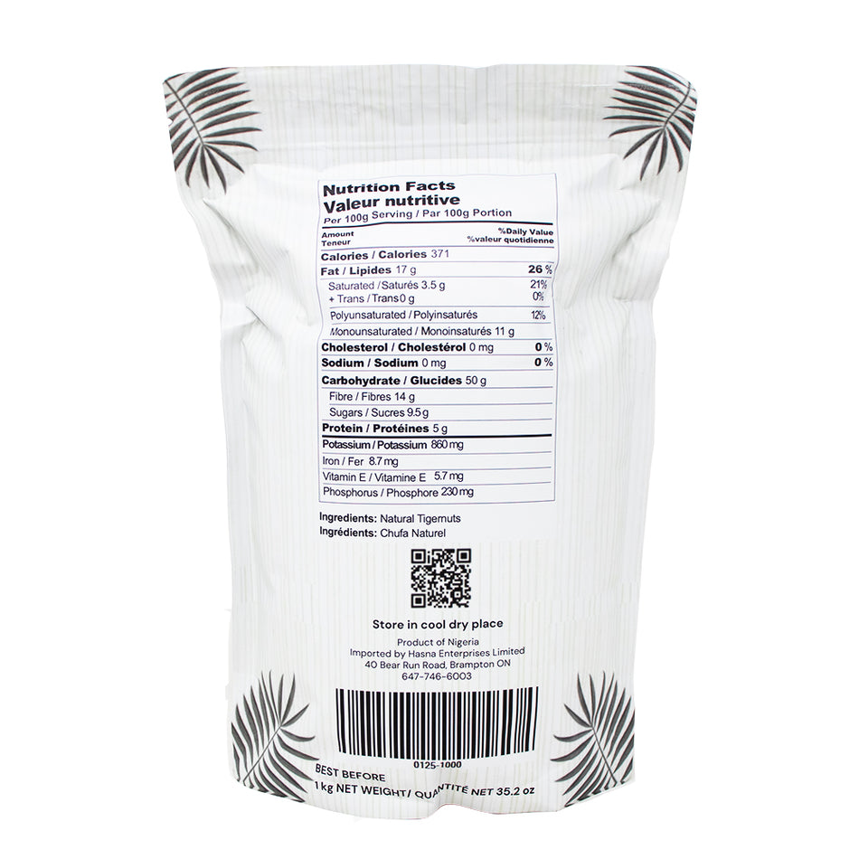 Tiger Nut Flour 1kg - 12 Pack  Nutrition Facts Ingredients