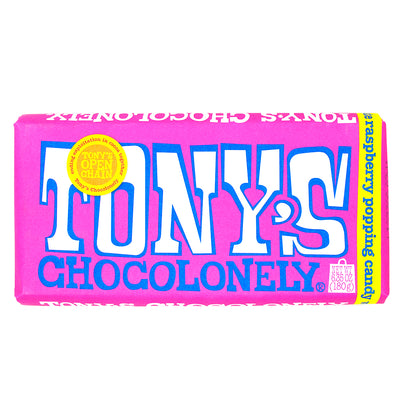 Tony's Chocolonely White Chocolate Raspberry Popping Candy 180g - 15 Pack