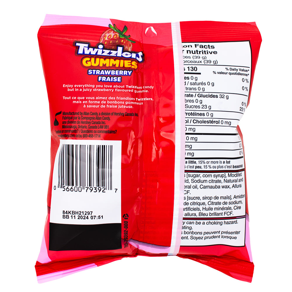 Twizzlers Gummies Strawberry 170g - 10 Pack Nutrition Facts Ingredients
