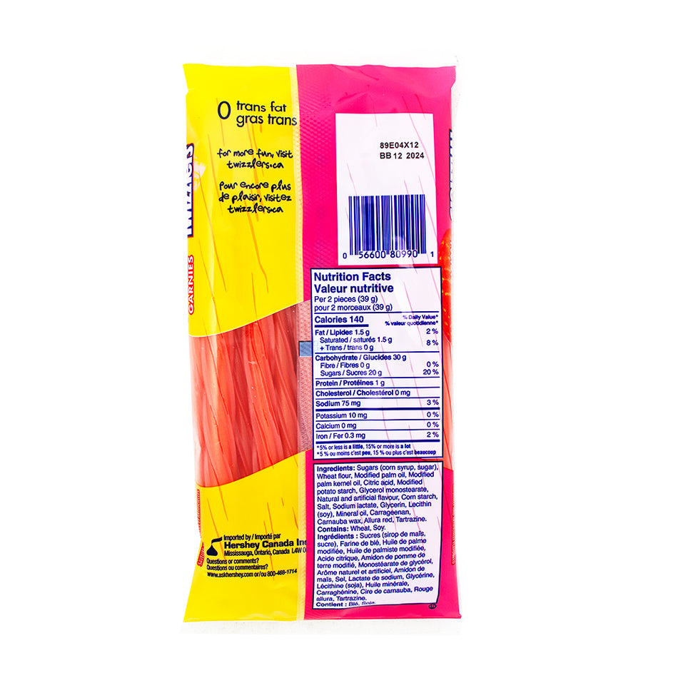 Twizzlers Pink Lemonade Filled Twists 311g - 12 Pack  Nutrition Facts Ingredients