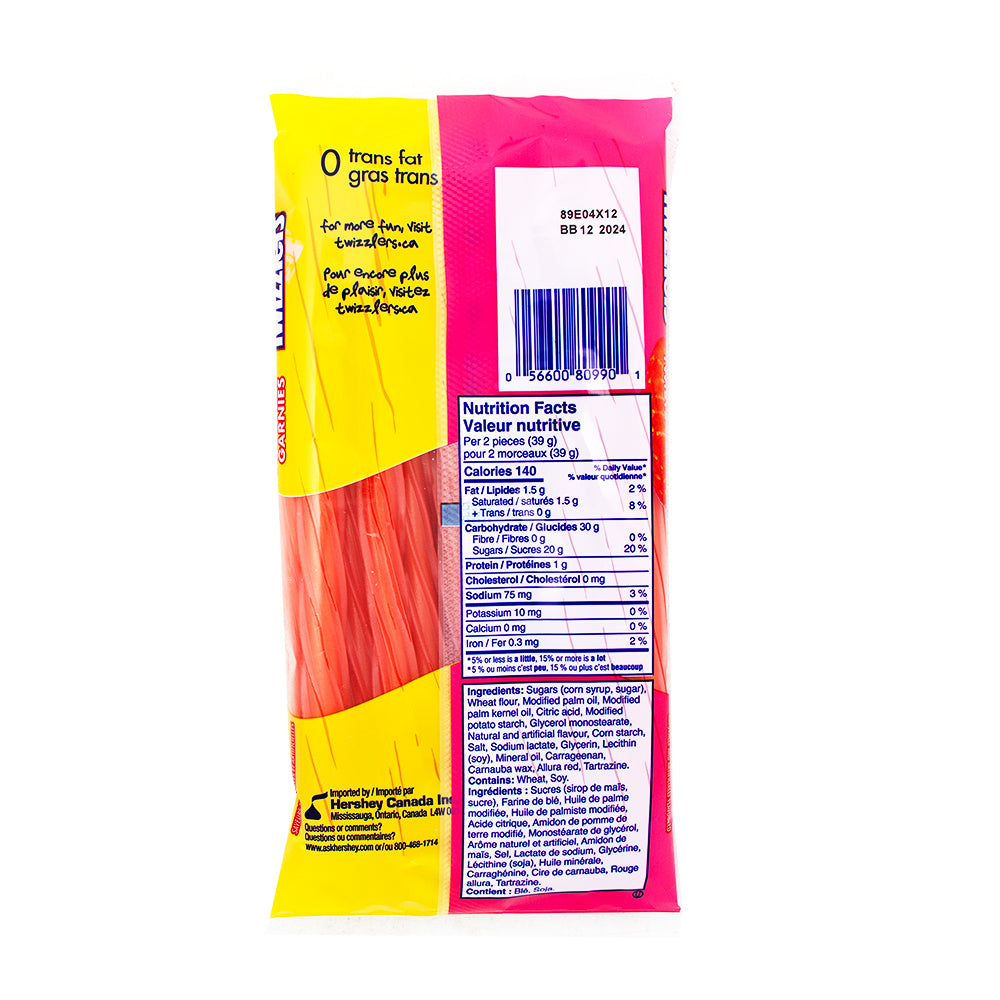 Twizzlers Pink Lemonade Filled Twists 311g - 12 Pack  Nutrition Facts Ingredients