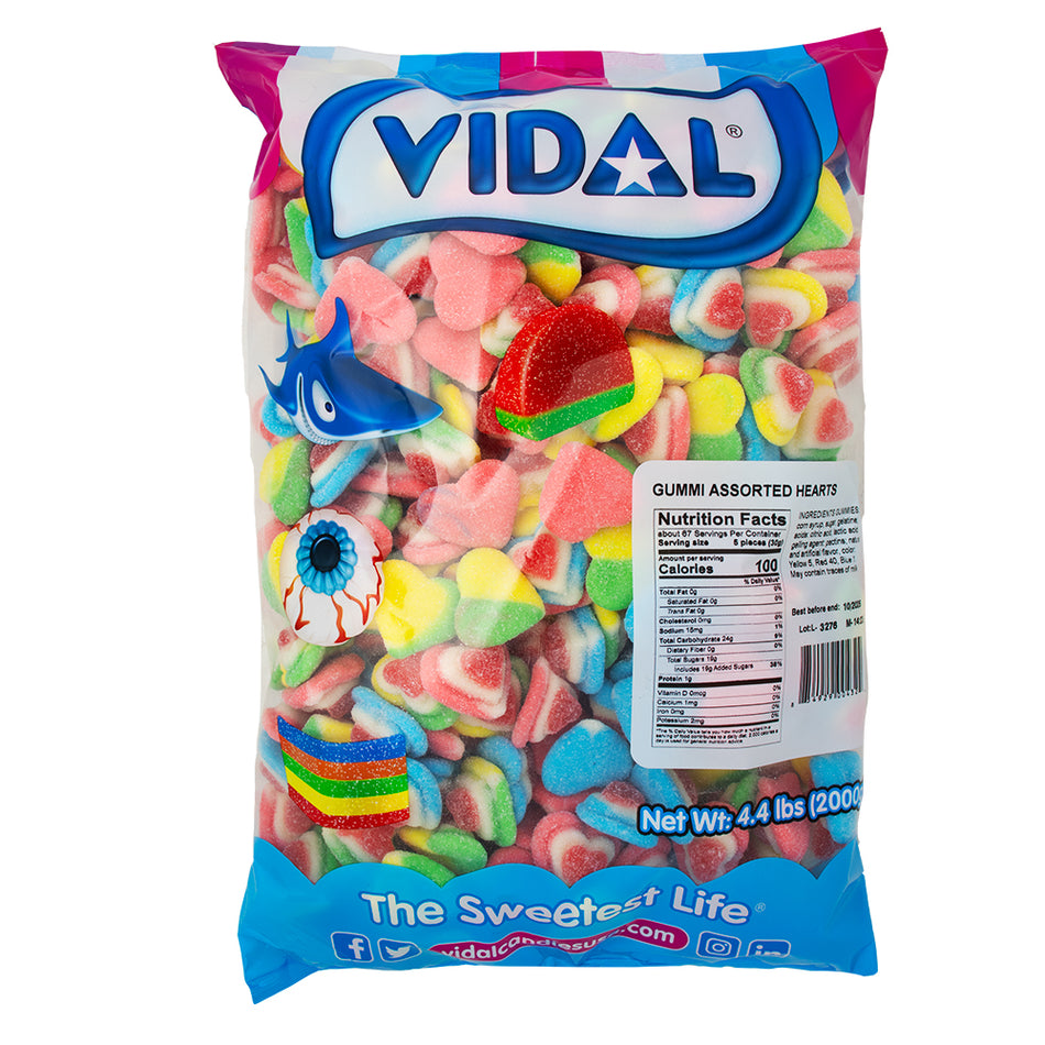 Vidal Assorted Heart Gummies 2kg - 1 Bag - Candy Store - Gummies - Gummy Candy - Bulk Candy - Valentines Day - Vidal - Vidal Candy