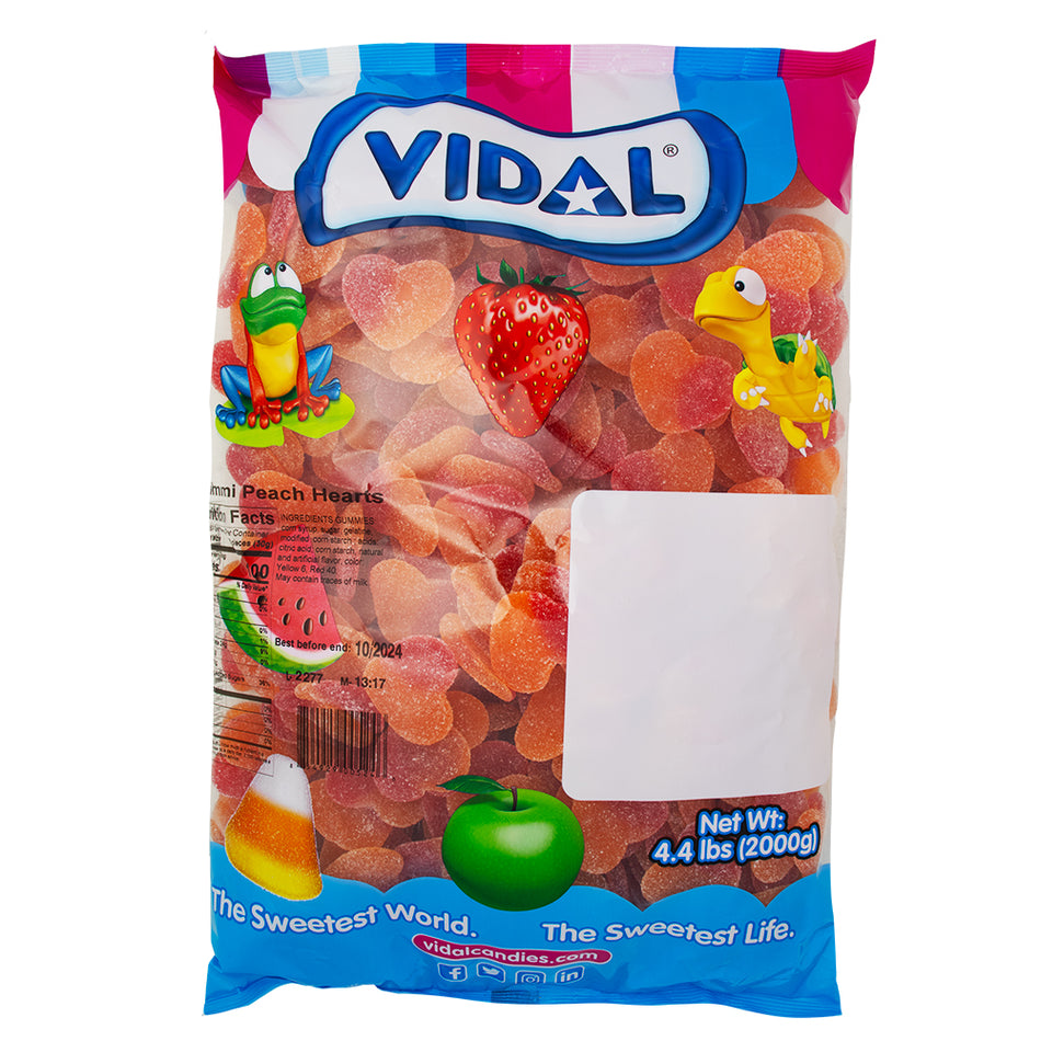 Vidal Peach Heart Gummies 2kg - 1 Bag - Vidal Candy - Vidal Gummy - Vidal - Gummies - Gummy Candy - Candy Store - Valentine's Day
