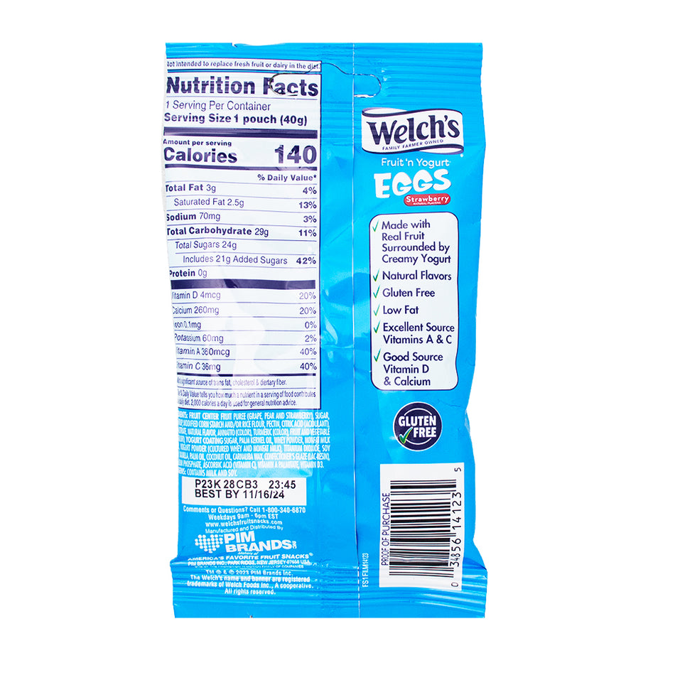 Welch's Easter Fruit'n Yogurt Eggs 1.4oz - 12 Pack   Nutrition Facts Ingredients