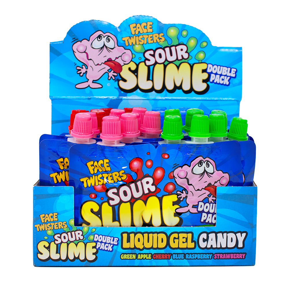 Face Twisters Sour Slime Strawberry & Green Apple 1.4oz - 18 Pack