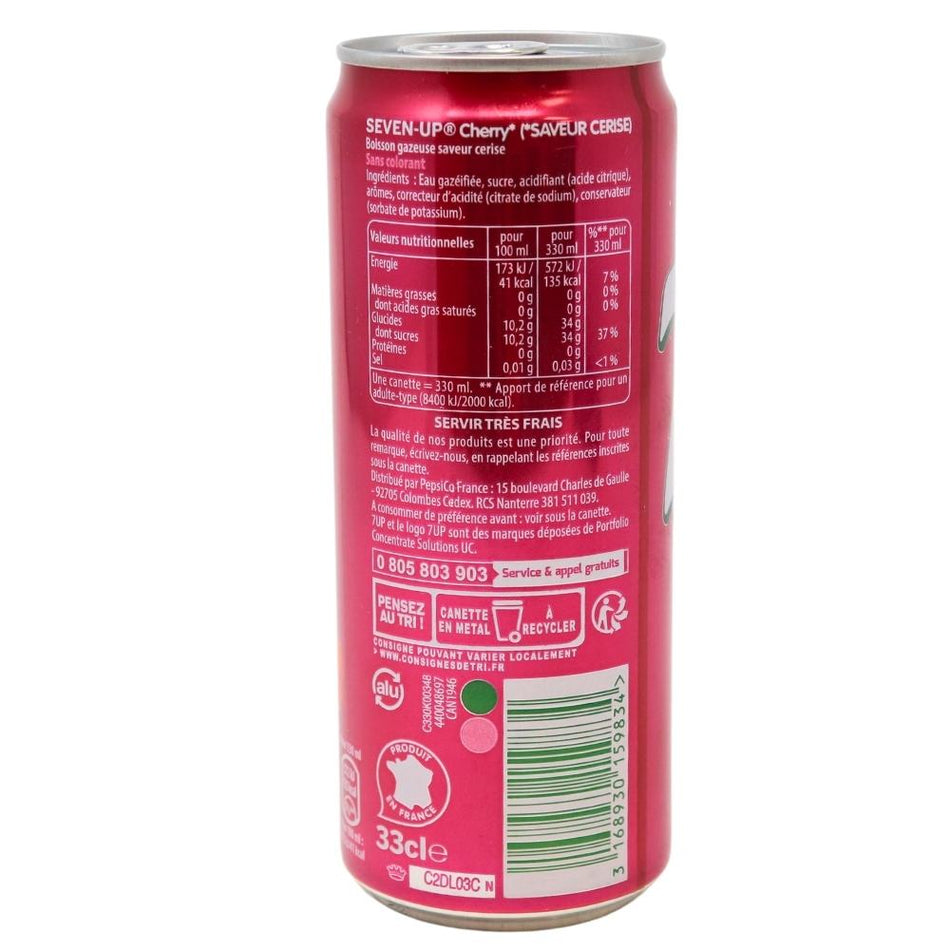 7up Cherry (France) 330mL - 24 Pack Nutrition Facts Ingredients